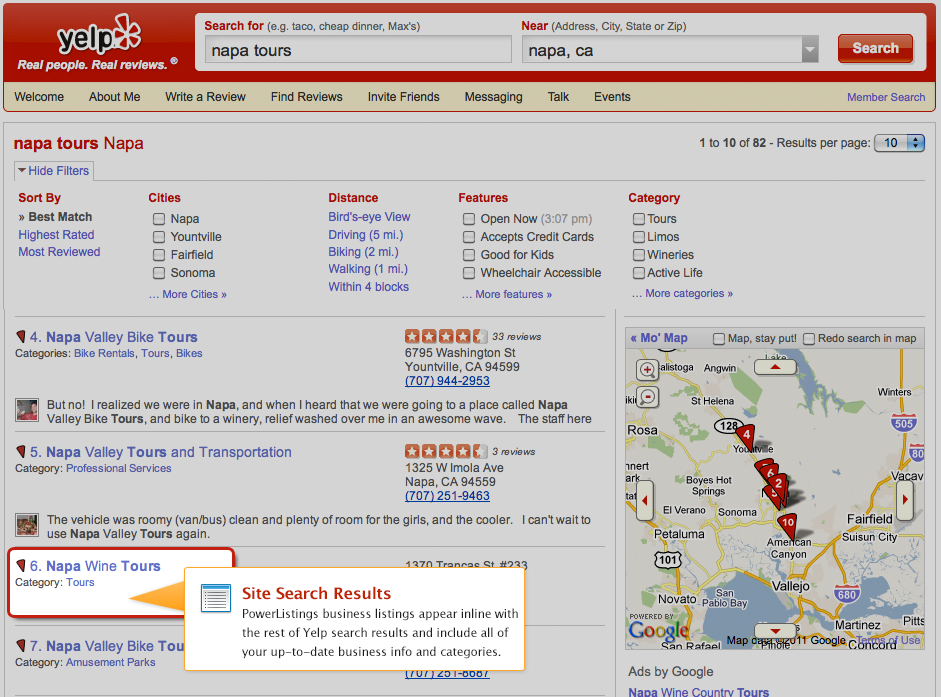 PowerListings Live on Yelp