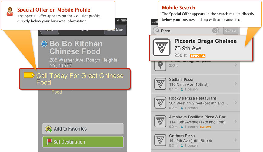 PowerListings Mobile on Co-Pilot and Foursquare